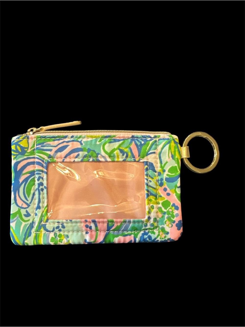 Lilly Pulitzer Multicolor Floral Keyring Card Holder with Gold Ring
